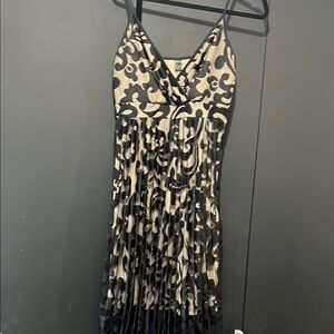 SHEIN Black and White Pleated Midi Sundress